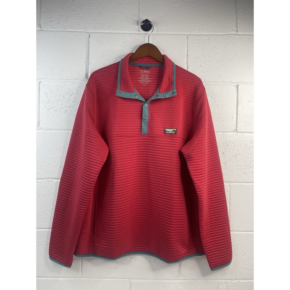 L.L. Bean Men's 1/4 Snap Airlight  Knit Long Sleeve Pullover  ‎ Top Sz L  Red